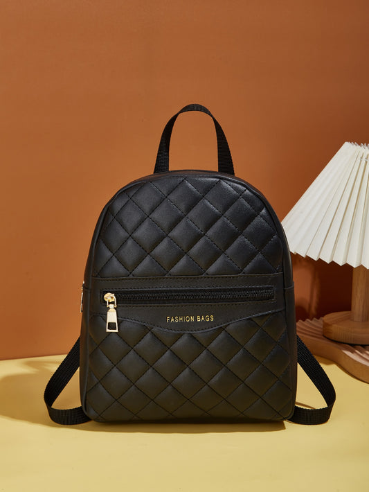 Black Quilted Mini Backpack for Women – Small PU Leather Fashion Bag
