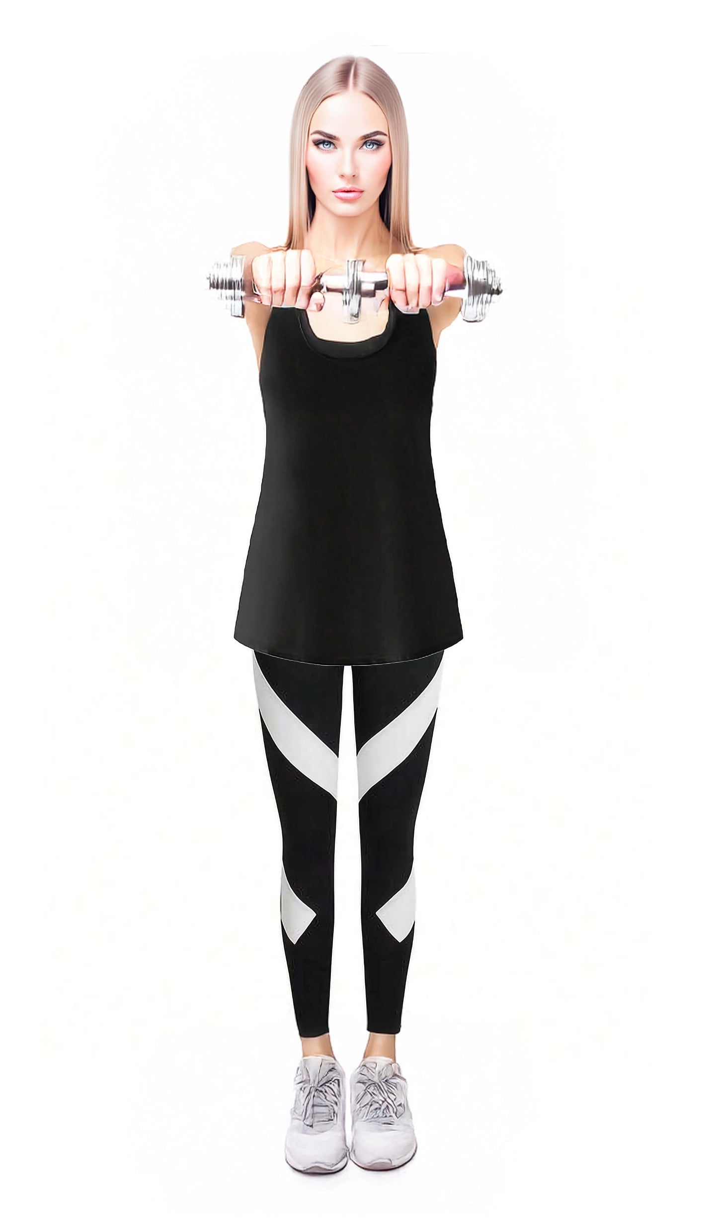 Black Women’s 3-Piece Activewear Set – Racerback Tank, Crop Top & High-Waist Leggings