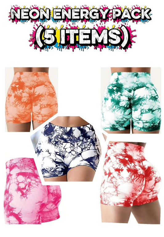 Women’s 5-Pack High Waist Tie-Dye Seamless Workout Shorts