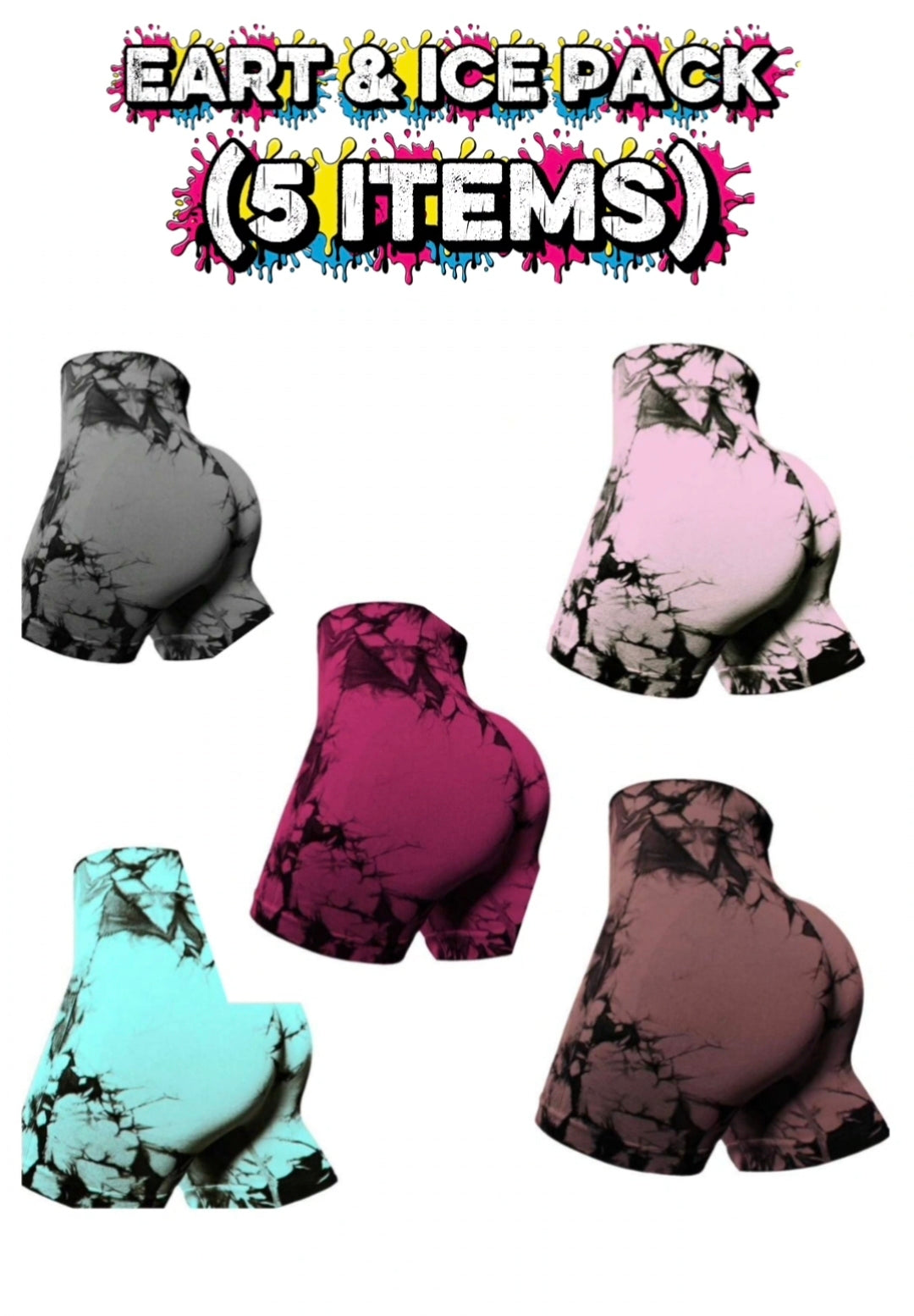 Women’s 5-Pack High Waist Tie-Dye Seamless Workout Shorts