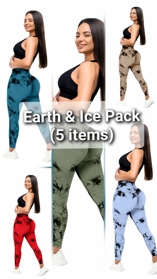 Earth & Ice Pack of Women’s 5-Pack Tie-Dye High Waist Tummy Control Leggings
