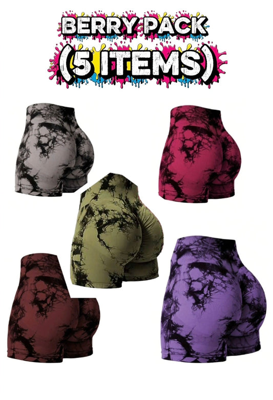 Women’s 5-Pack High Waist Tie-Dye Seamless Workout Shorts