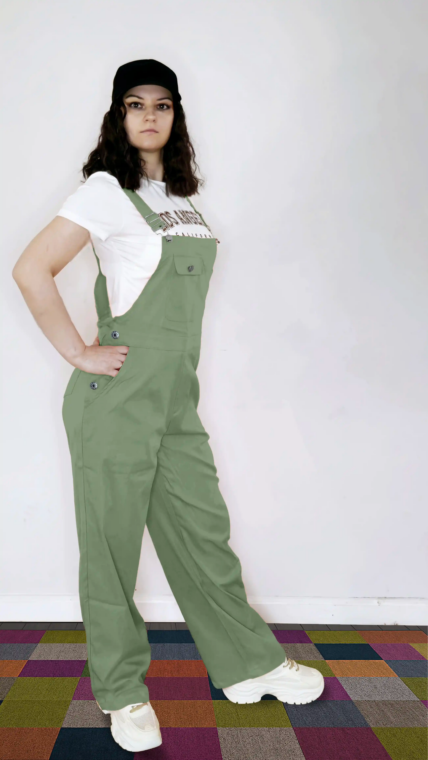 Sage Mist Women’s High-Waist Wide-Leg Overalls Jumpsuit