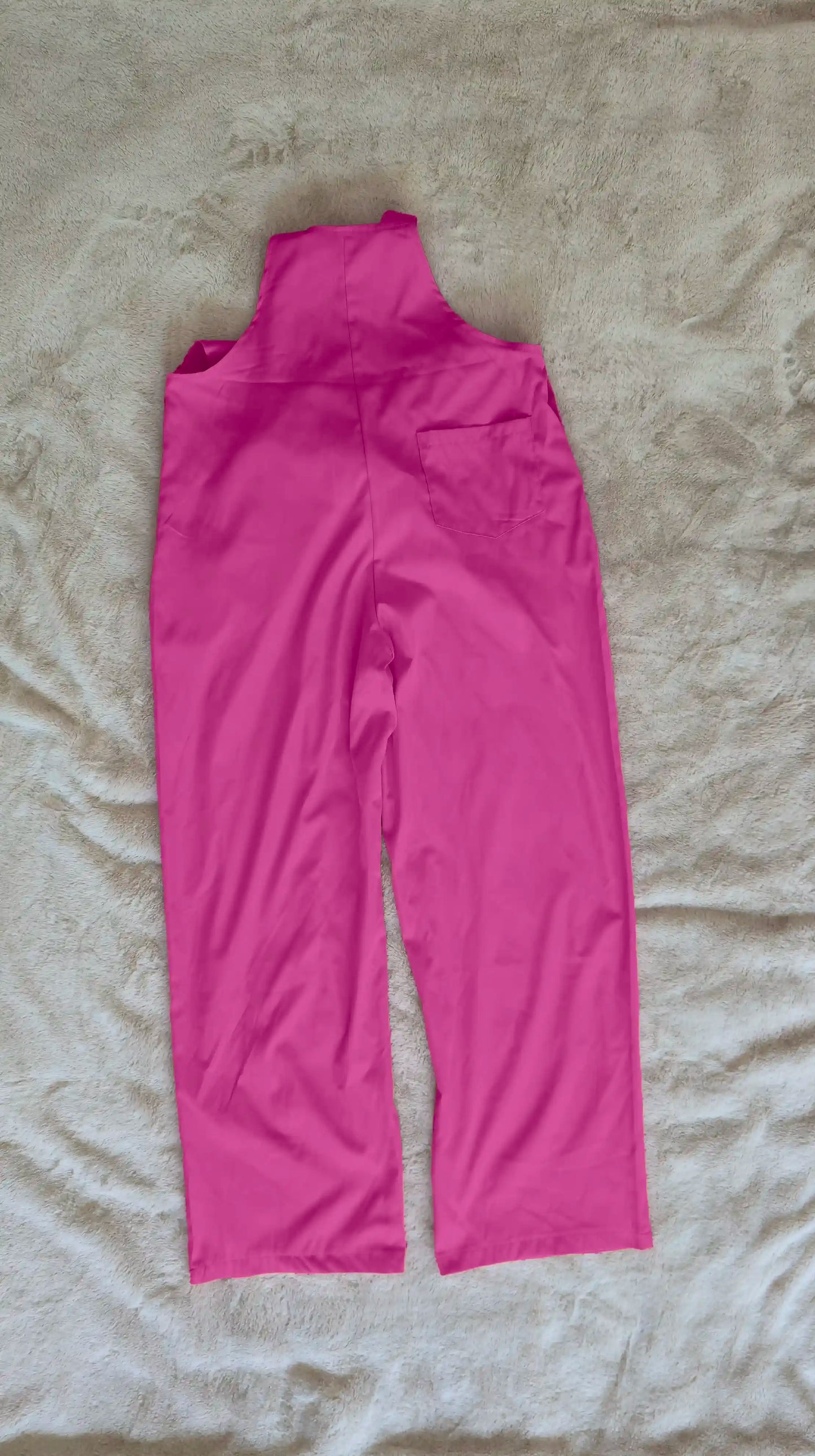 Hot Pink Women’s High-Waist Wide-Leg Overalls – Casual Street Style Suspender Jumpsuit