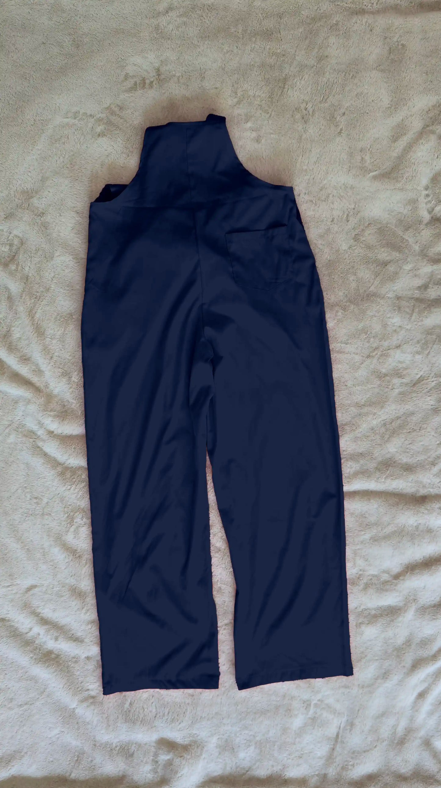 Navy Blue Women’s High-Waist Wide-Leg Overalls Jumpsuit