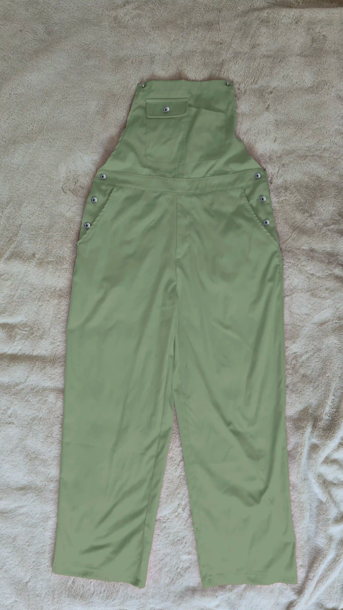 Sage Mist Women’s High-Waist Wide-Leg Overalls Jumpsuit