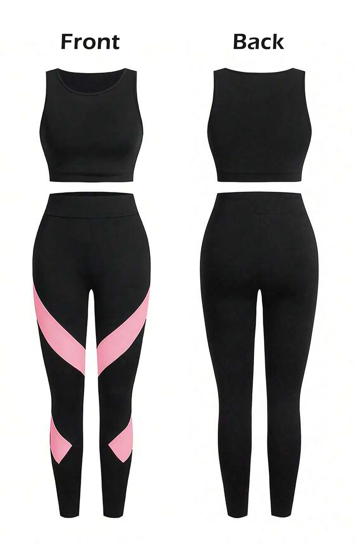 Light Pink Women’s 3-Piece Activewear Set – Racerback Tank, Crop Top & High-Waist Leggings