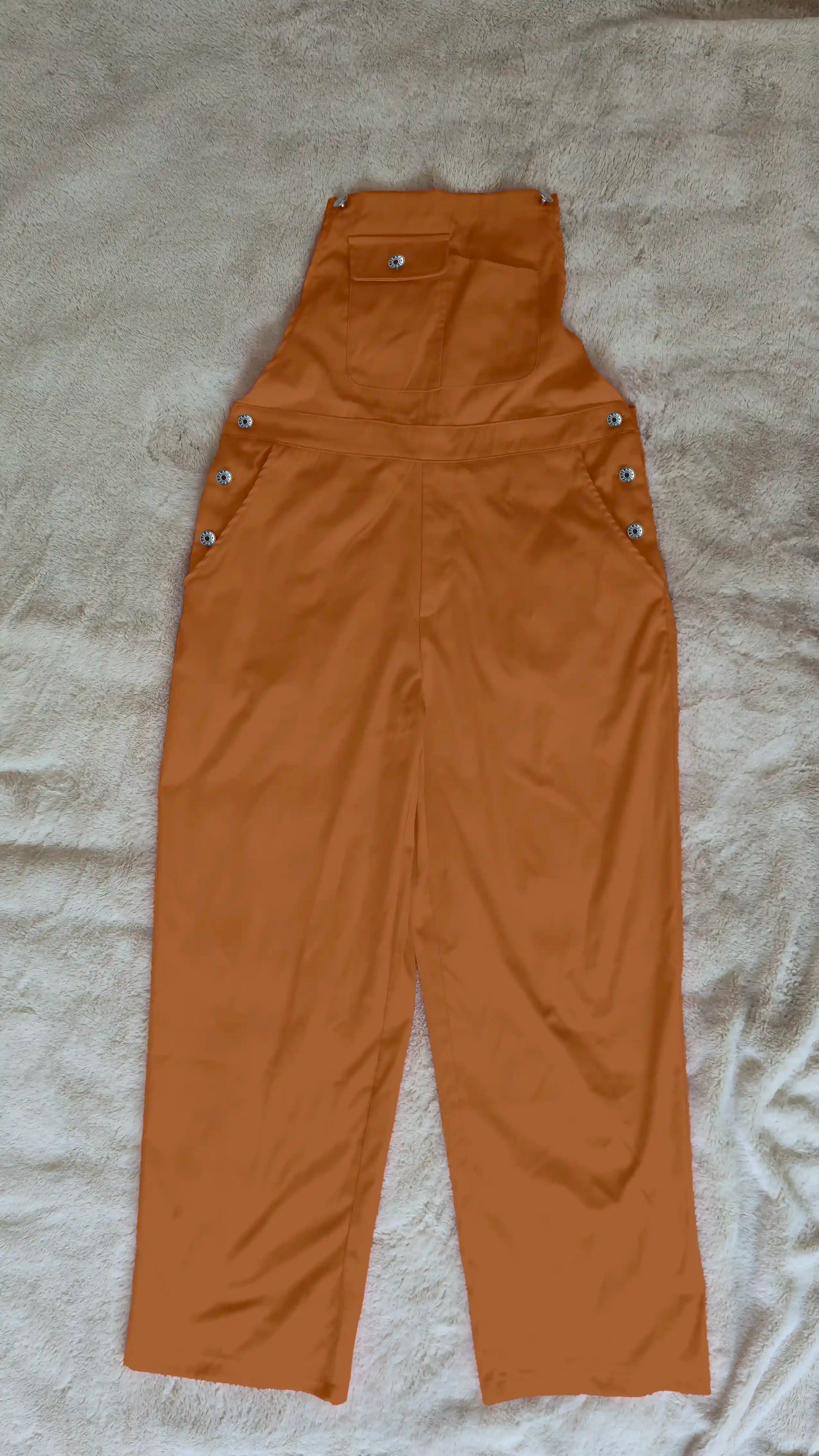 Burnt Caramel Women’s High-Waist Wide-Leg Overalls Jumpsuit