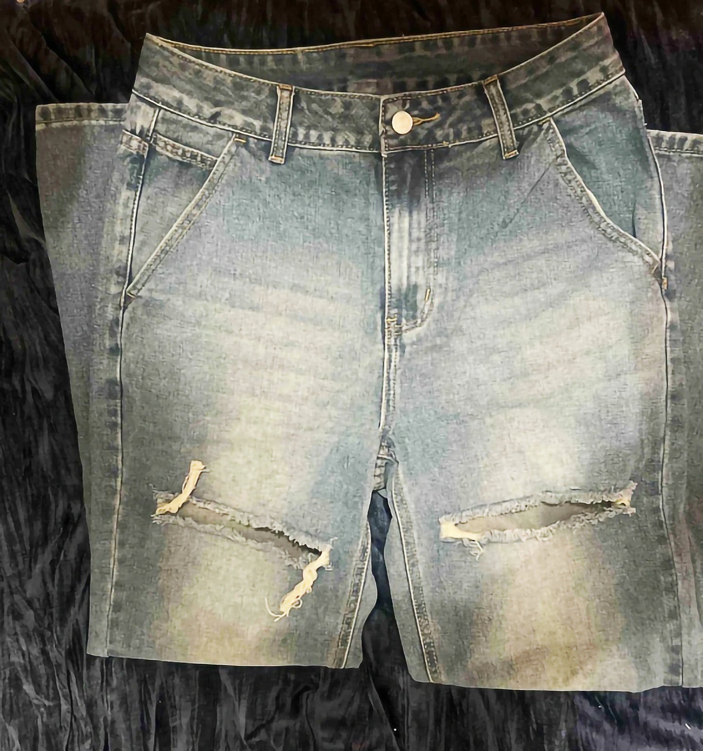 Blue Women's Baggy Ripped Straight-Leg Jeans – Mid Waist, Denim Streetwear