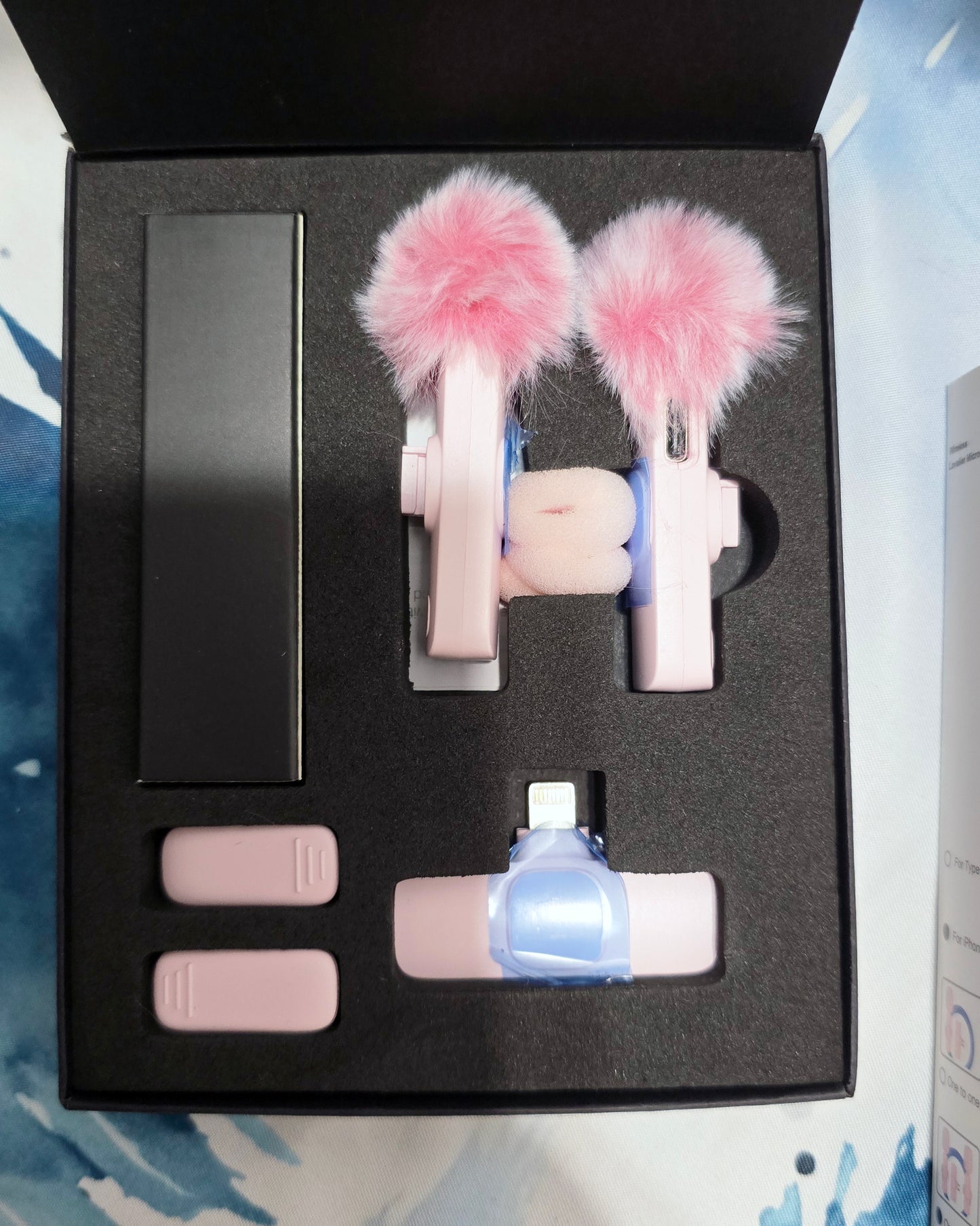 Dual Wireless Lavalier Microphone Set for iPhone/iPad β Noise Cancelling Clip-on Mics with Lightning Receiver (Pink)