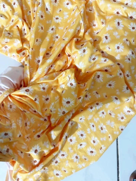 Yellow Floral Spaghetti Strap Slit Midi Dress