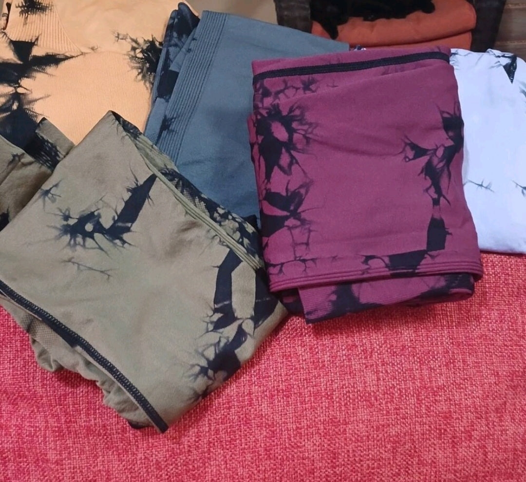 Berry & Sunset Pack of Women’s 5-Pack Tie-Dye High Waist Tummy Control Leggings