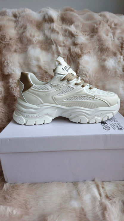 Beige Summer-Ready Beige Mesh Sneakers – Breathable, Stylish & Sporty