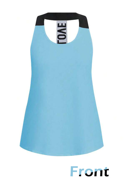 Light Blue Women’s 3-Piece Activewear Set – Racerback Tank, Crop Top & High-Waist Leggings