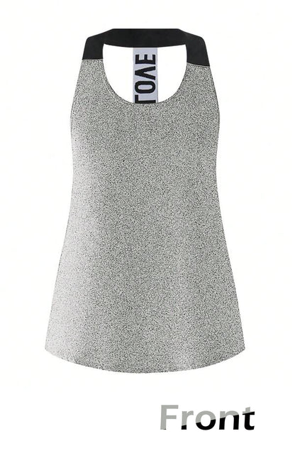 Grey Women’s 3-Piece Activewear Set – Racerback Tank, Crop Top & High-Waist Leggings