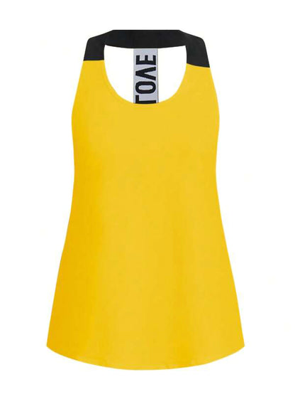 Yellow Women’s 3-Piece Activewear Set – Racerback Tank, Crop Top & High-Waist Leggings