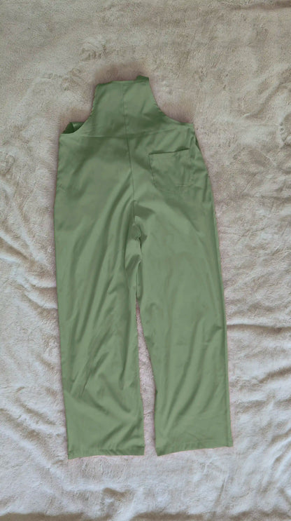 Sage Mist Women’s High-Waist Wide-Leg Overalls Jumpsuit