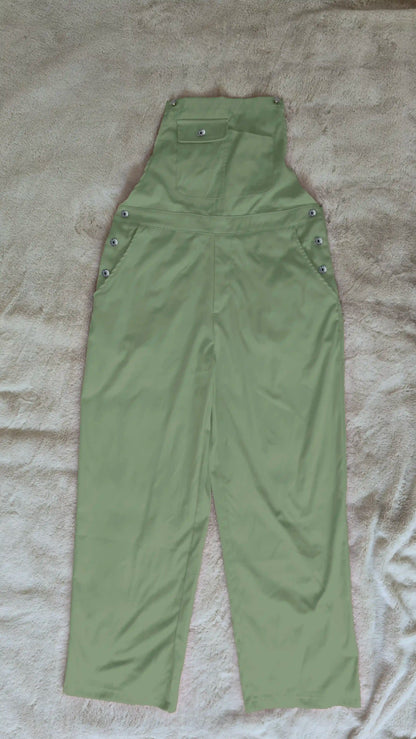 Sage Mist Women’s High-Waist Wide-Leg Overalls Jumpsuit