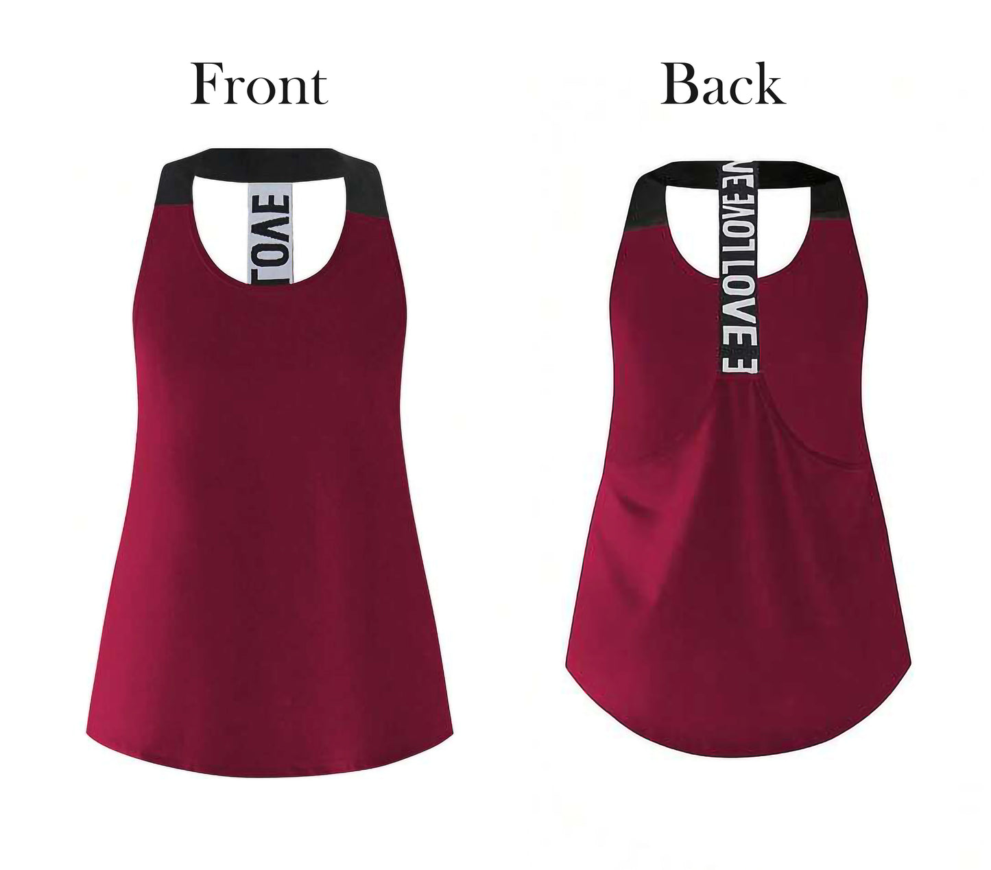 Burgundy Women’s 3-Piece Activewear Set – Racerback Tank, Crop Top & High-Waist Leggings
