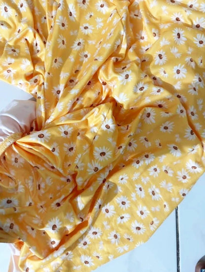Yellow Floral Spaghetti Strap Slit Midi Dress