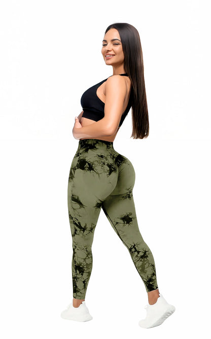 Neon Energy Pack of Women’s 5-Pack Tie-Dye High Waist Tummy Control Leggings