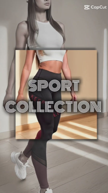 Black & Burgundy High-Waist Colorblock Mesh Leggings with Phone Pocket – Seamless Activewear